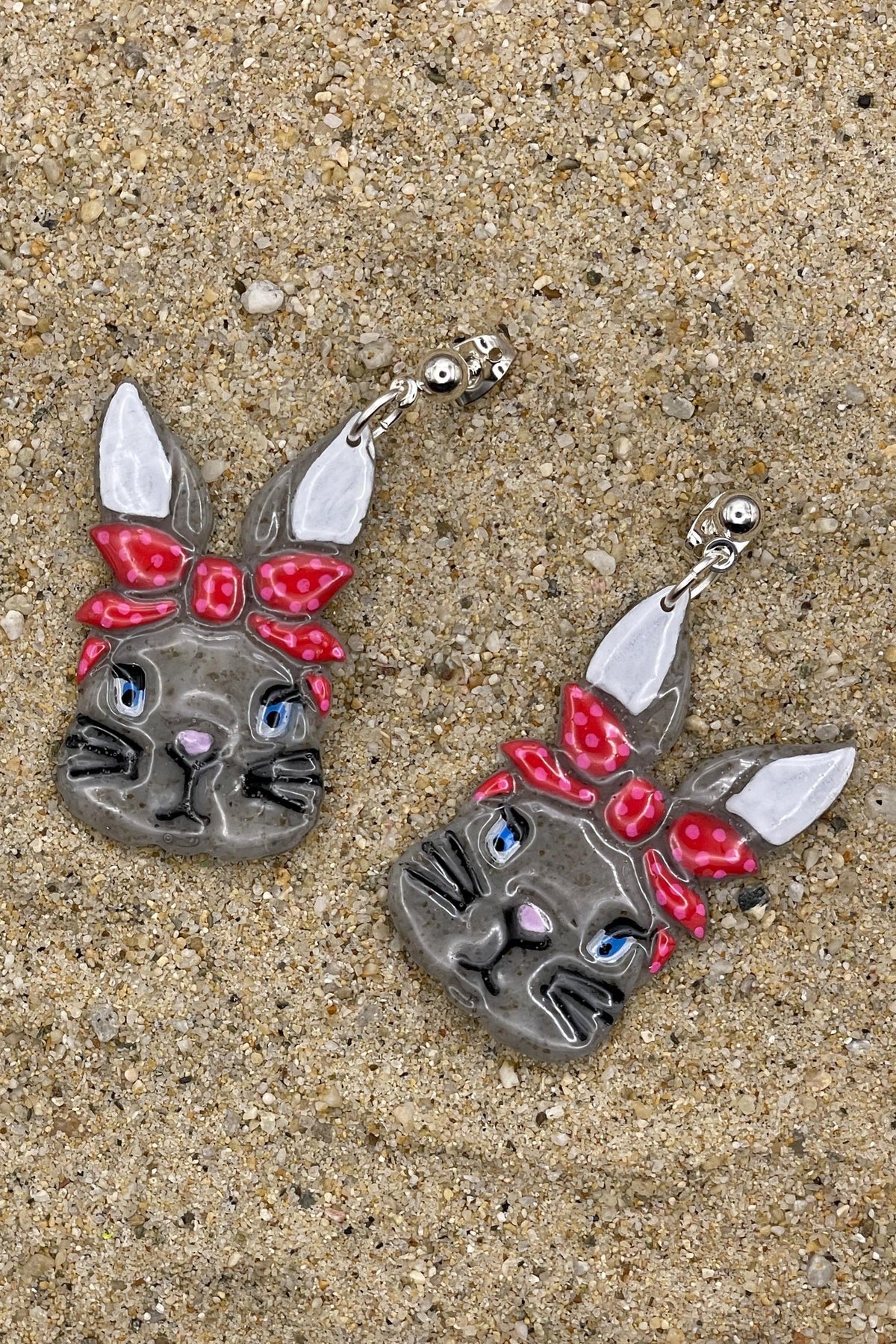 Bunny - Retro 50's Rabbit Earrings: Handmade Polymer Clay