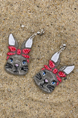 Bunny - Retro 50's Rabbit Earrings: Handmade Polymer Clay