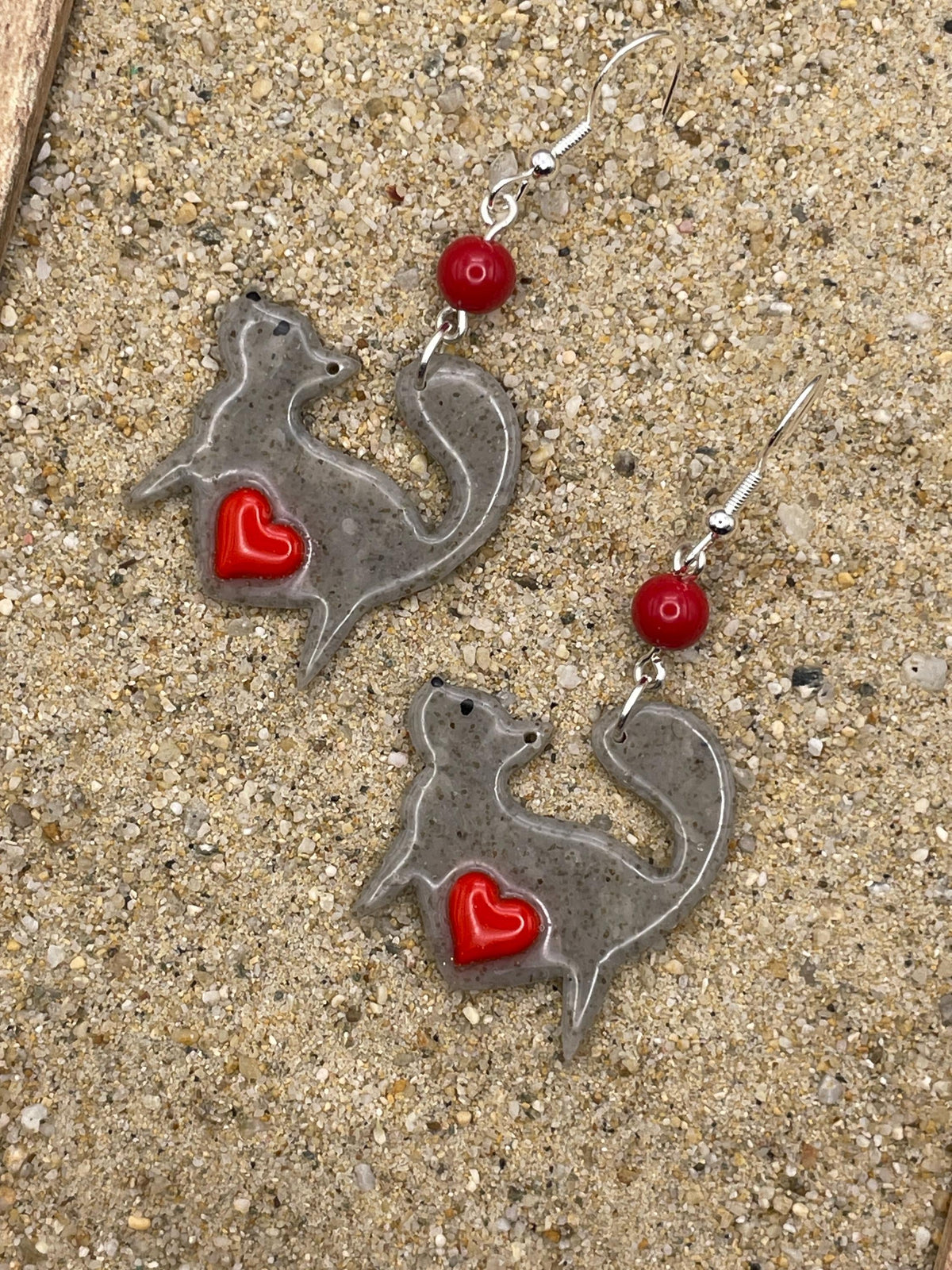 Cat Lover - Grey Kitty Earrings: Handmade, Hand-Painted Polymer Clay